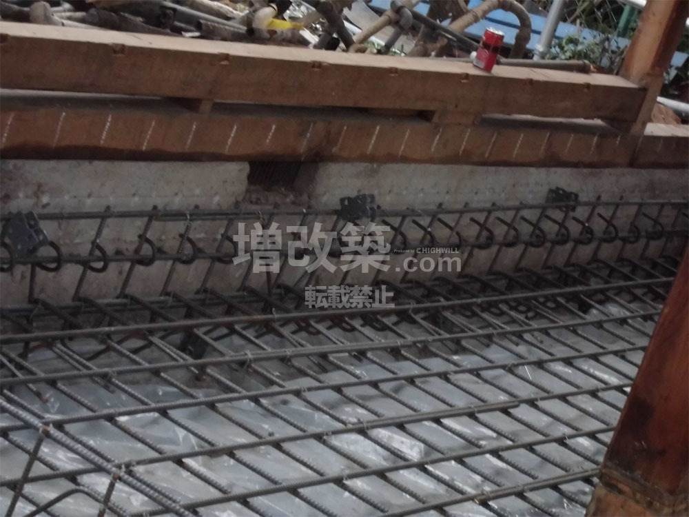 無筋基礎のベタ基礎補強（配筋）
