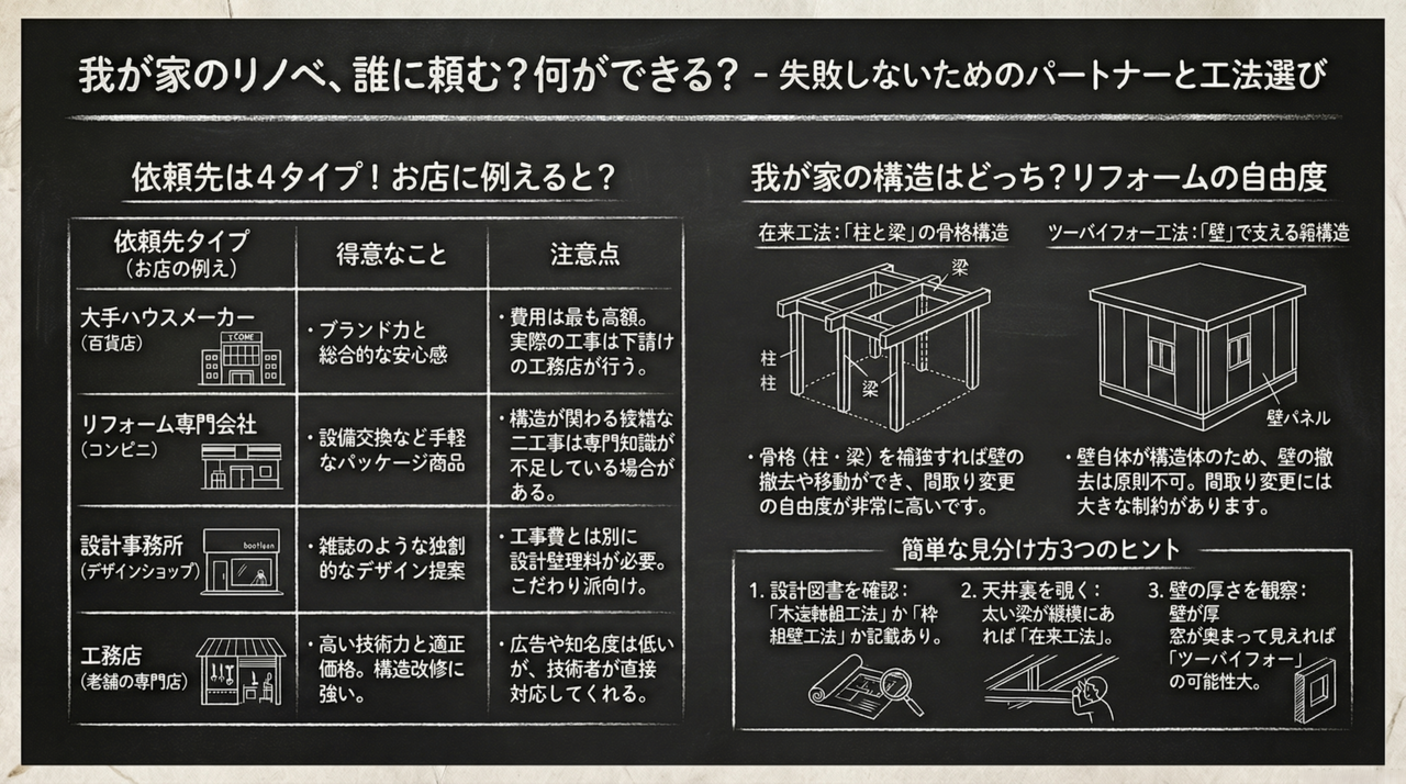 【徹底比較】リフォーム会社と工務店、どっちに頼む？「百貨店」と「専門店」で使い分ける、失敗しないパートナーの選び方
