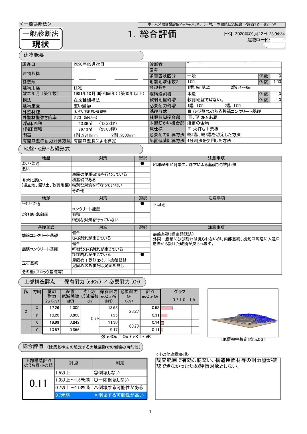 足立区　戸建てリフォーム　一般診断現状