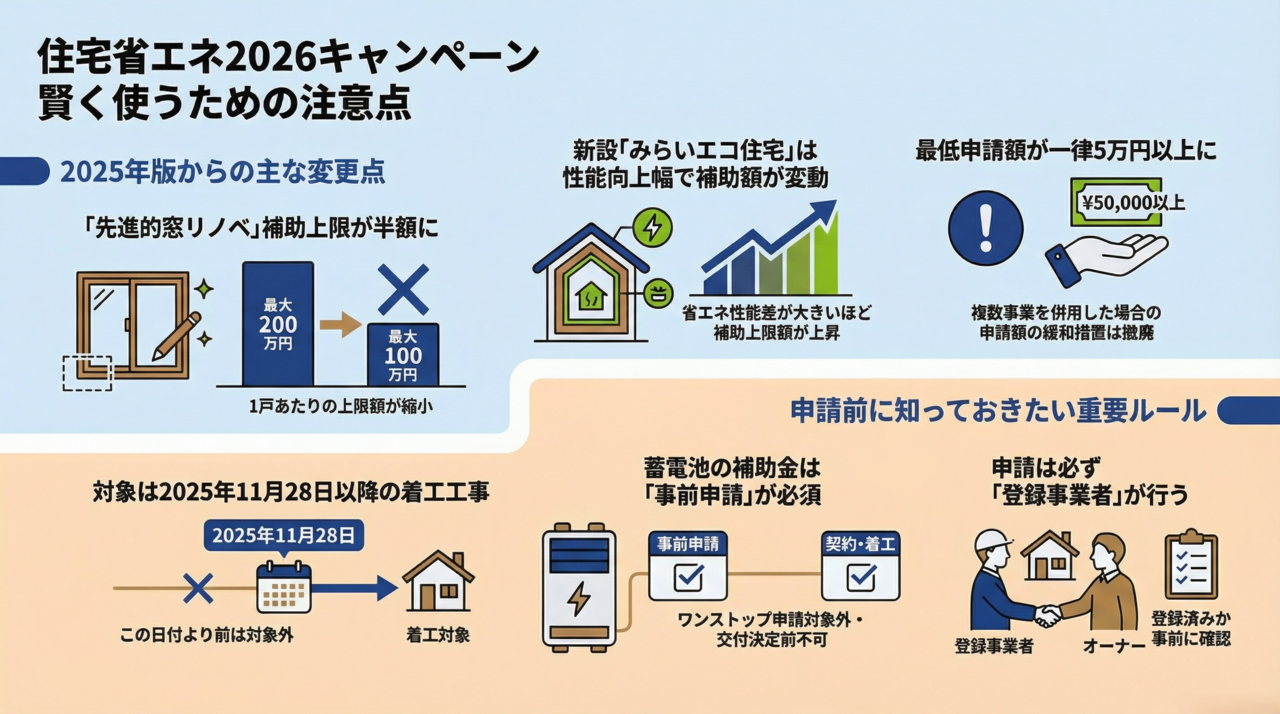 『住宅省エネ2026キャンペーン』を利用する際の注意点