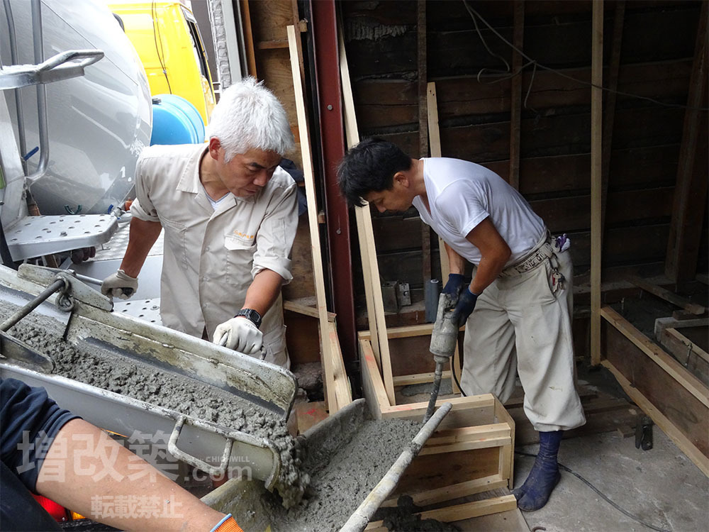 無筋基礎への増し基礎補強