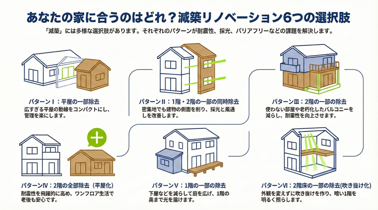 【図解】あなたの家に合うのはどれ？ 減築の「6つのパターン」