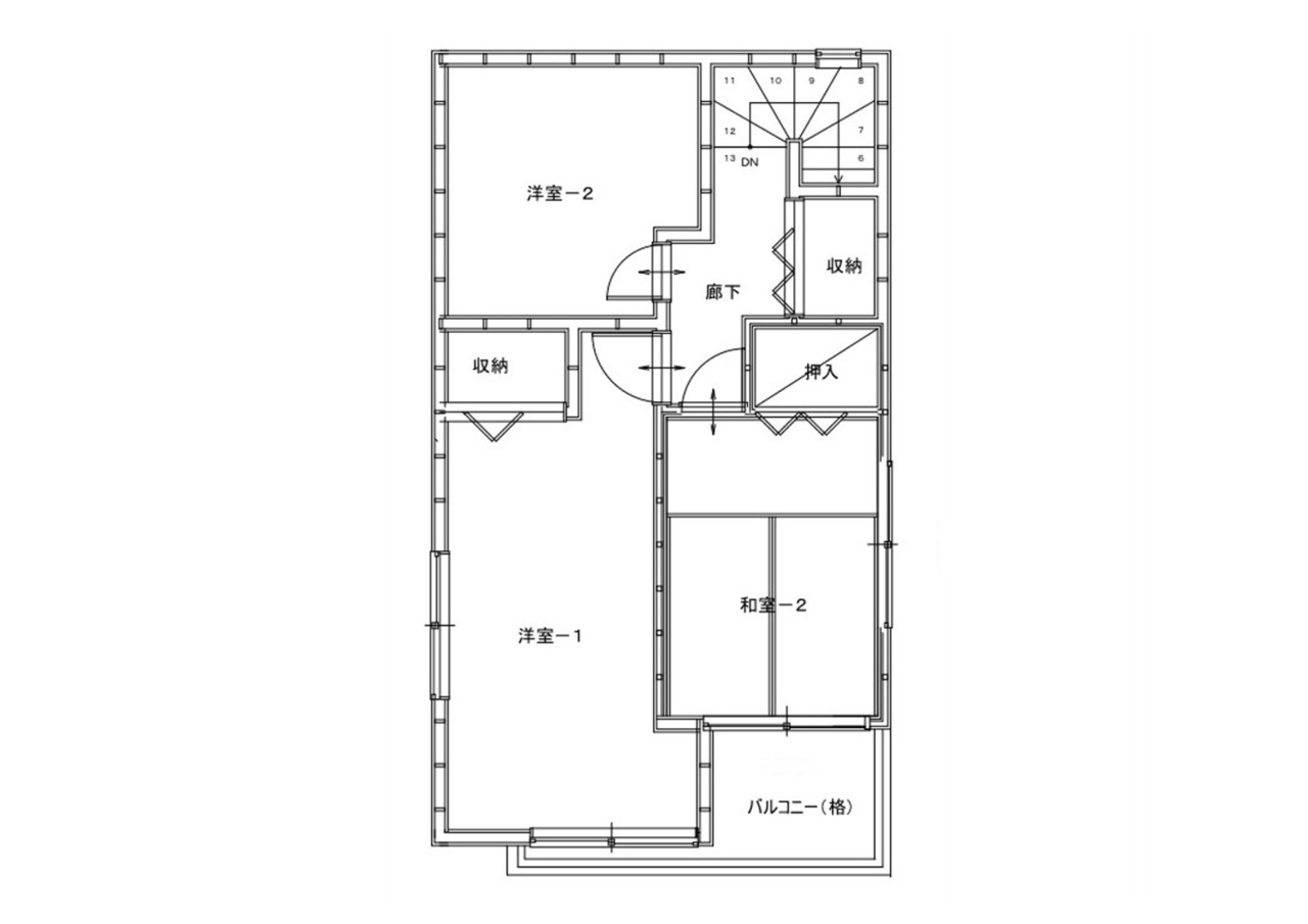 大田区　２階既存図面　木造戸建