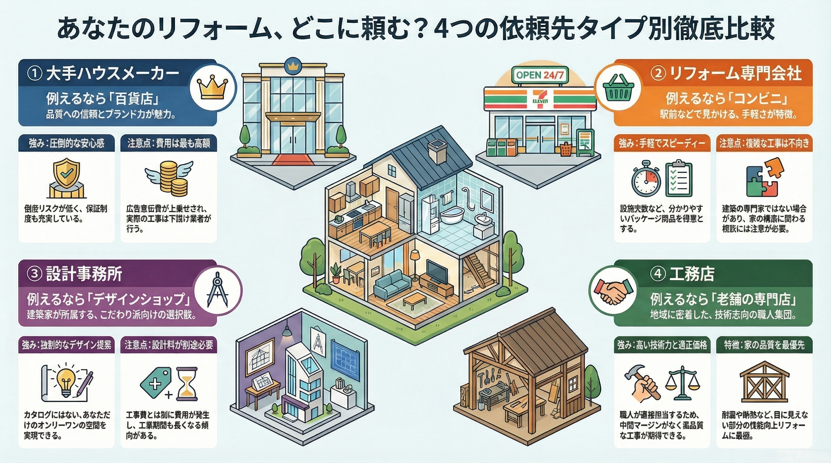 徹底比較】リフォーム会社と工務店、どっちに頼む？「百貨店」と「専門 
