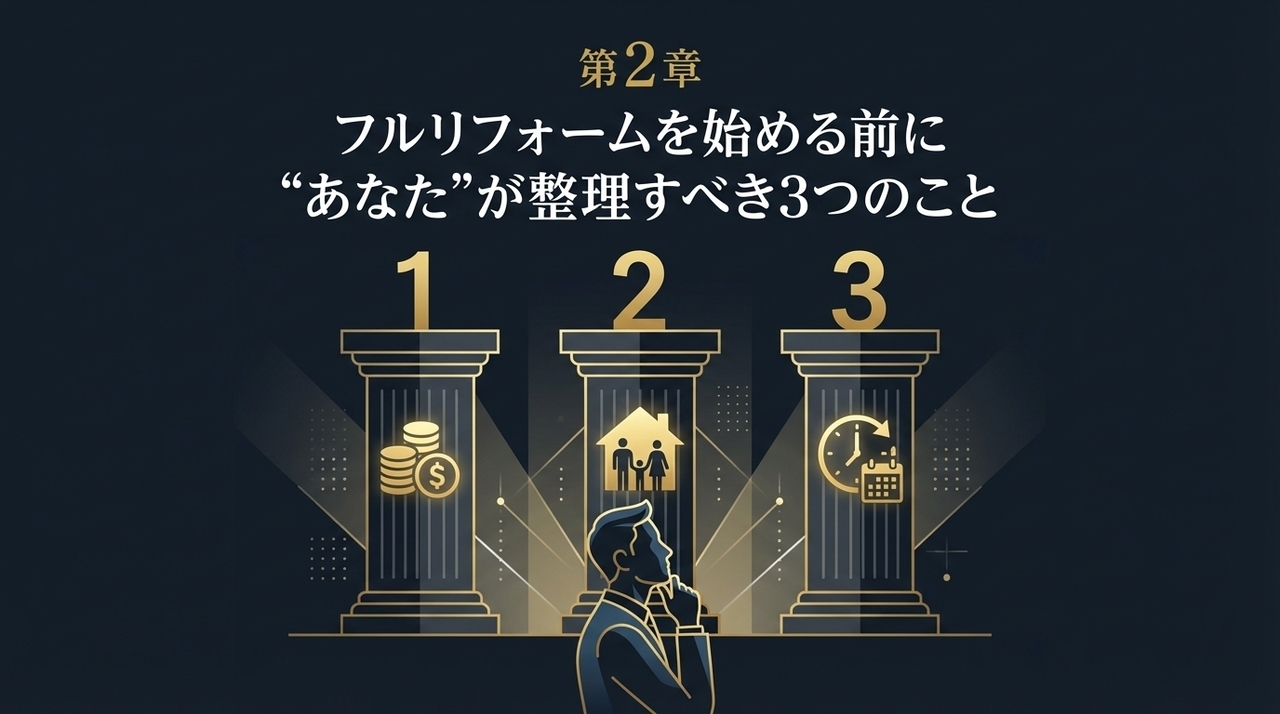 第2章：フルリフォームを始める前に “あなた”が整理すべき3つのこと