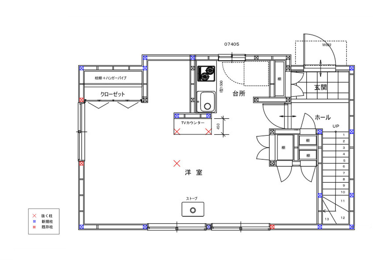 千代田区　戸建てリノベーション１階新規図面