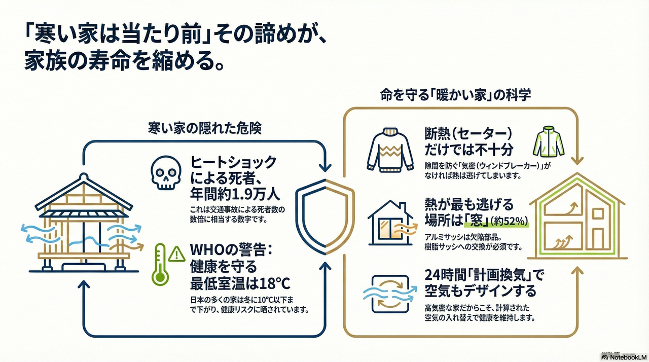4. 結論として、断熱後進国・日本が生んだ「寒くて当たり前」という諦めが、家族の寿命を縮めているからです