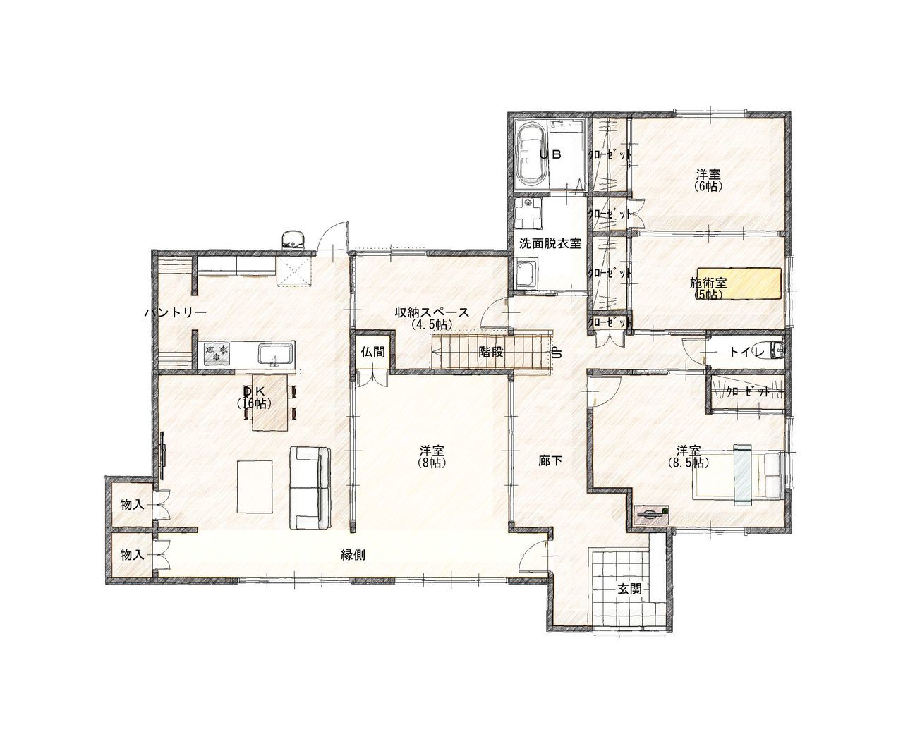 EMを採用した自然素材古民家リノベーション　新規平面図