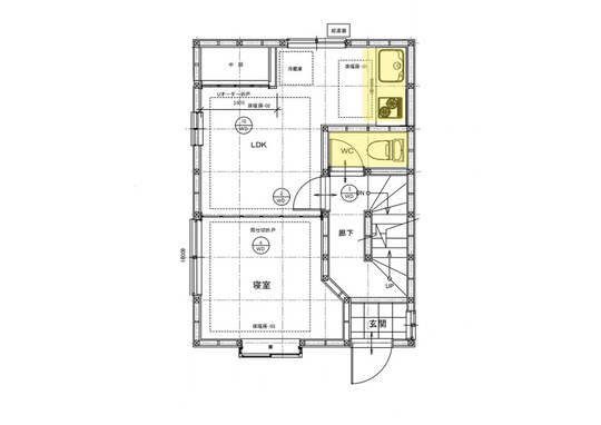 新宿区戸建てスケルトンリフォーム　１階水回り