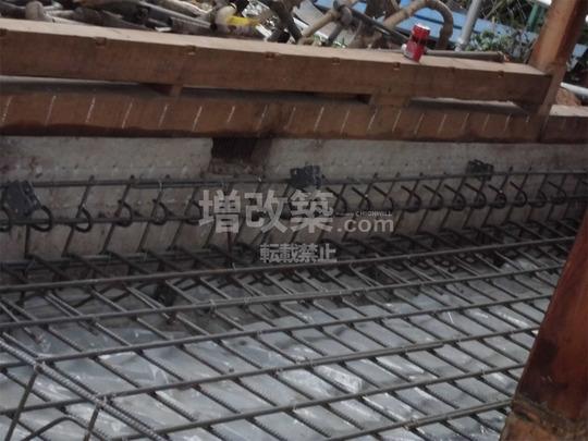 無筋基礎のベタ基礎補強（配筋）