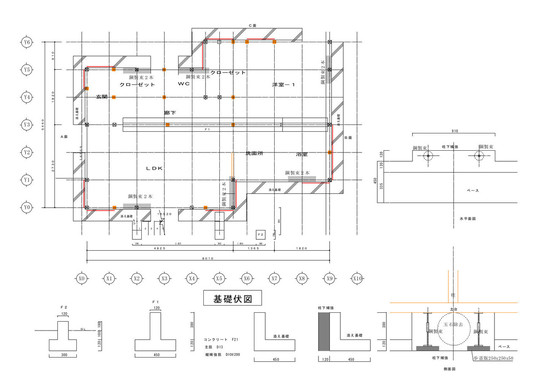 杉並区　戸建スケルトンリフォーム　基礎伏図