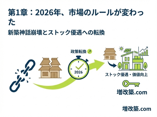 2026年、市場のルールが変わった。「新築神話」の崩壊と「ストック優遇」への転換
