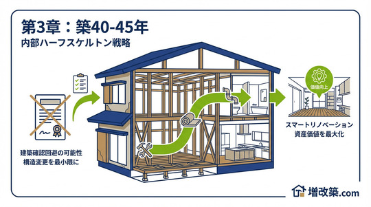 【築40年〜45年】「確認申請」を回避せよ。賢者の「内部ハーフスケルトン」戦略