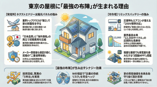 【結論】東京の屋根に、太陽光「ネクストエナジー」×蓄電池「リミックスバッテリー」こそが“最強の布陣”である理由