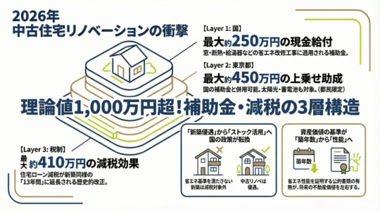 【2026年版】中古戸建てリノベーション「補助金・減税」完全攻略！理論値1,000万円超を引き出すプロの併用戦略