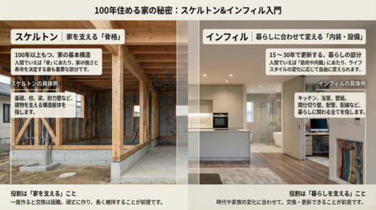 「スケルトン」と「インフィル」とは何か？―家を「骨格」と「肉体」に分ける