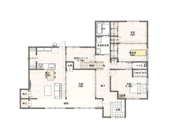 EMを採用した自然素材古民家リノベーション　新規平面図