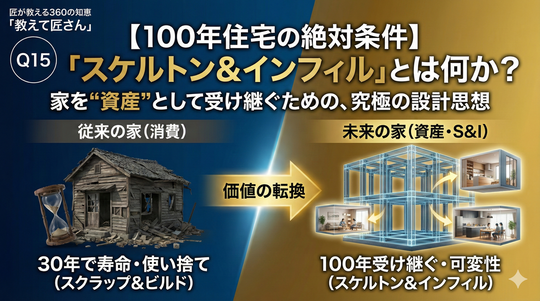 【100年住宅の絶対条件】「スケルトン＆インフィル」とは何か？―家を“資産”として受け継ぐための、究極の設計思想