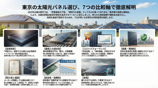 【プロが断言】東京の太陽光パネル選び、7つの比較軸で徹底解明